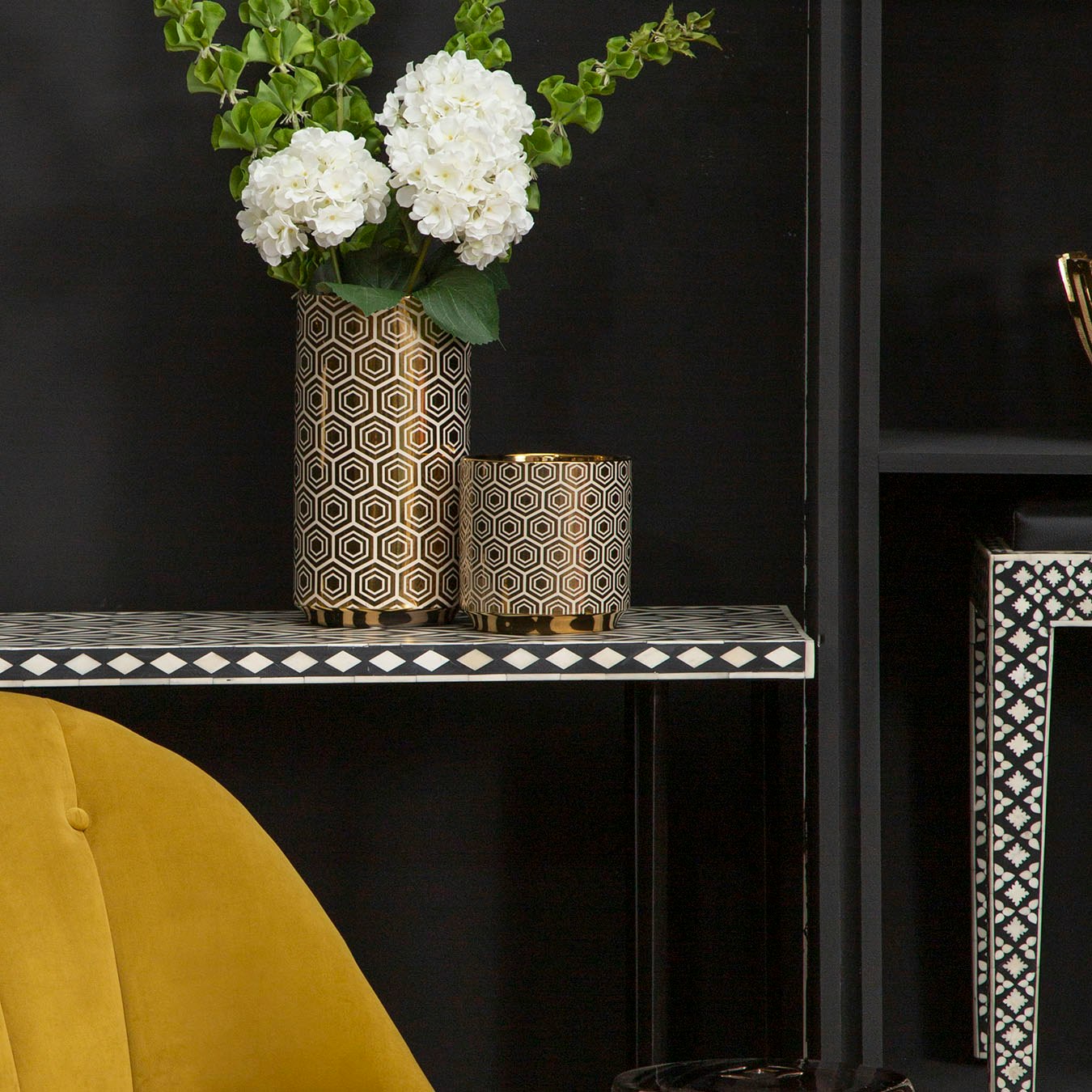 Hexa Planter - Gold / Cream by Fifty Five South