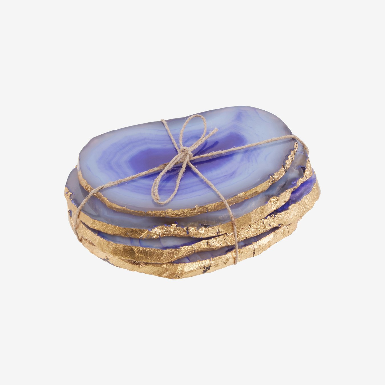 Agata Coasters - Blue Agate and Gold - Set of 4 by Fifty Five South