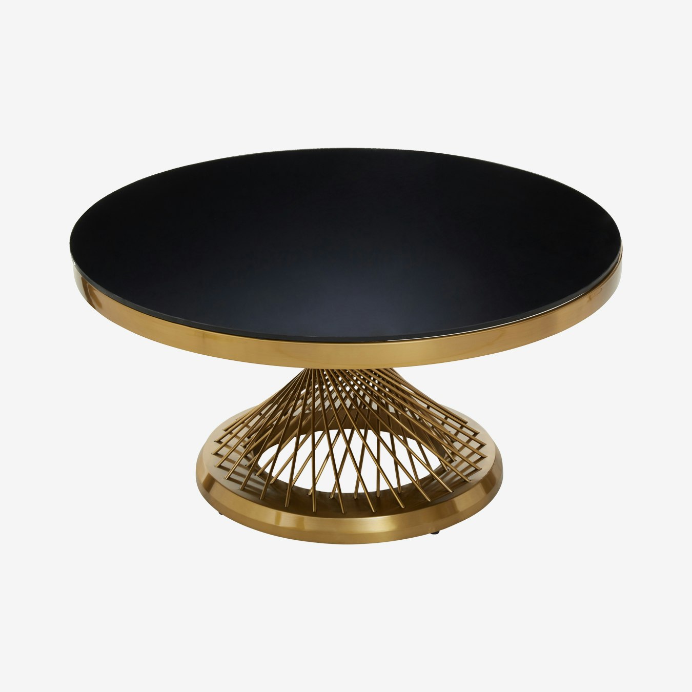 Anzio Round Coffee Table - Glass - Gold by Fifty Five South