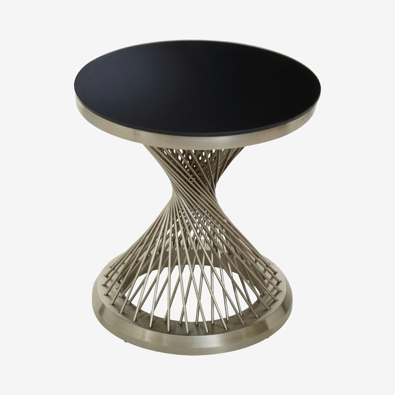 Anzio Round Side Table - Glass - Silver by Fifty Five South
