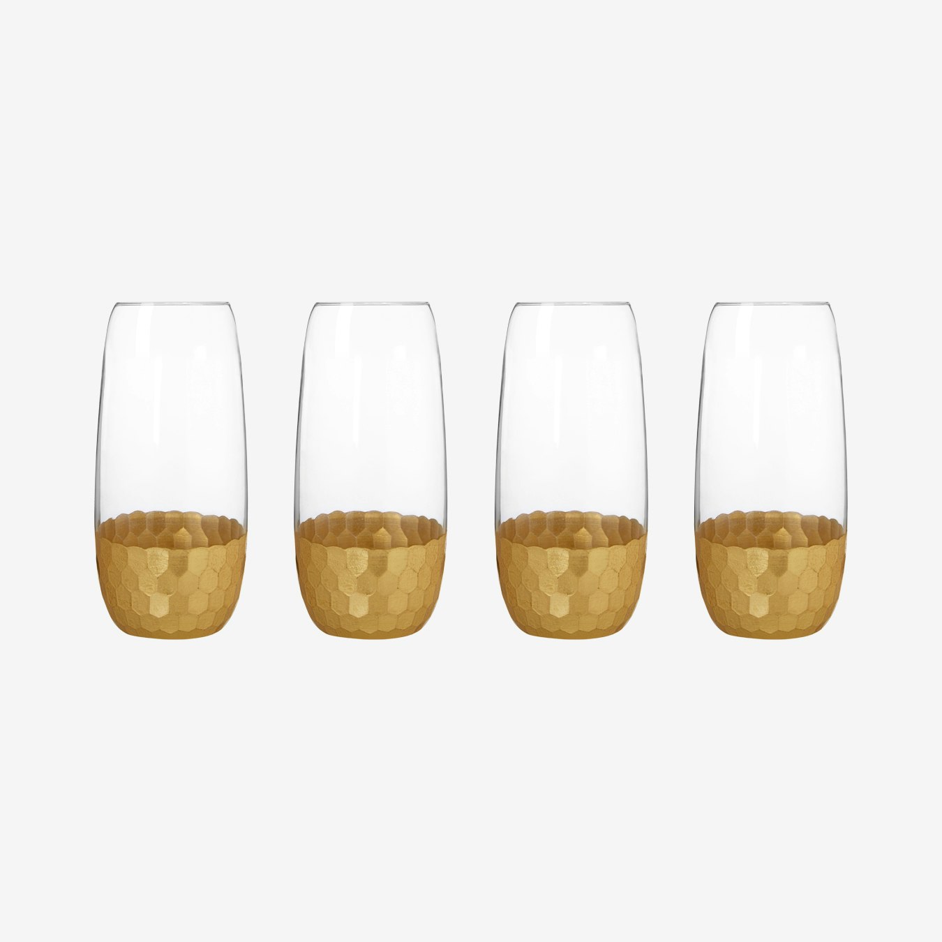 Astrid High Ball Glasses - Gold - Set of 4 by Fifty Five South