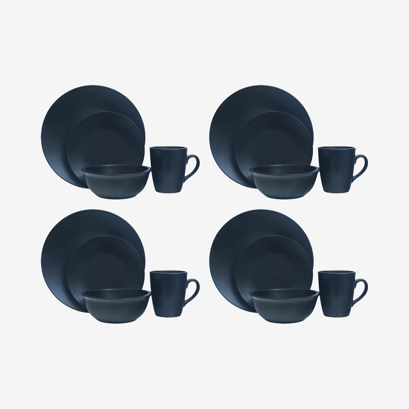 Glazed Stoneware Dinner Set - Black - Set of 16 by Fifty Five South