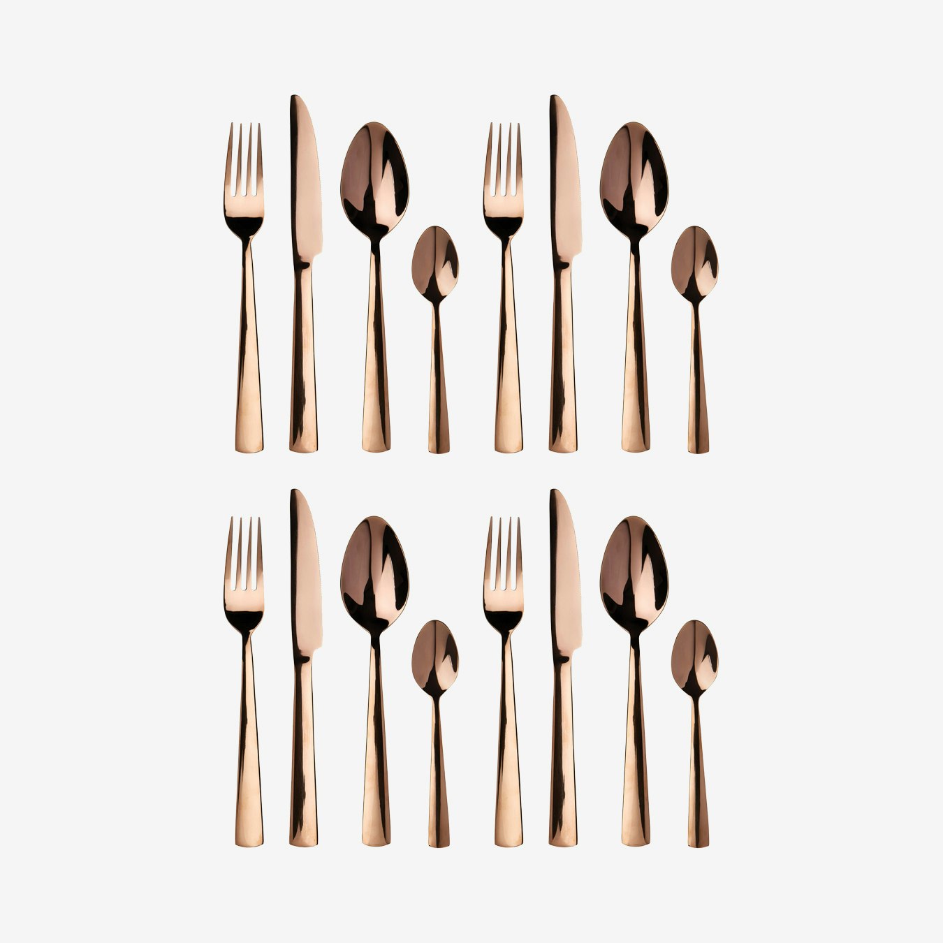 Lustra Cutlery - Rose Gold - Stainless Steel - Set of 16 by Fifty Five South