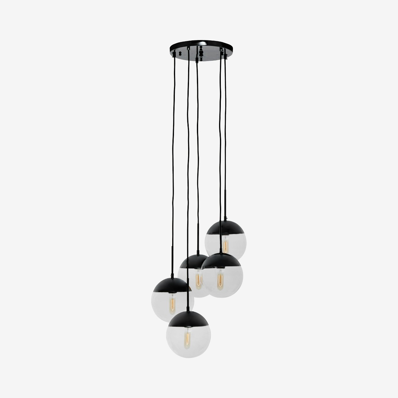 Revive Cluster 5 Pendant Light - Black by Fifty Five South