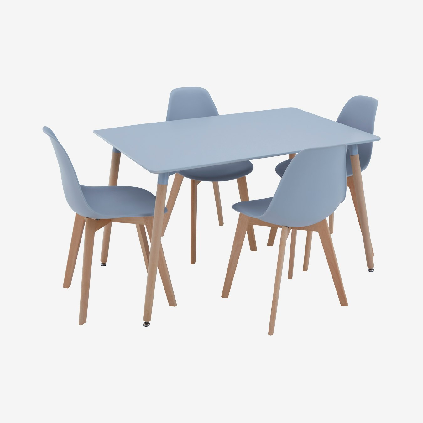 Varberg Dining Table and Chairs - Beech Wood - Grey - Set of 5 by Fifty Five South