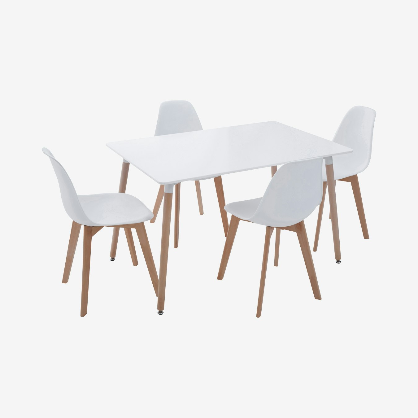 Varberg Dining Table and Chairs - Beech Wood - White - Set of 5 by Fifty Five South