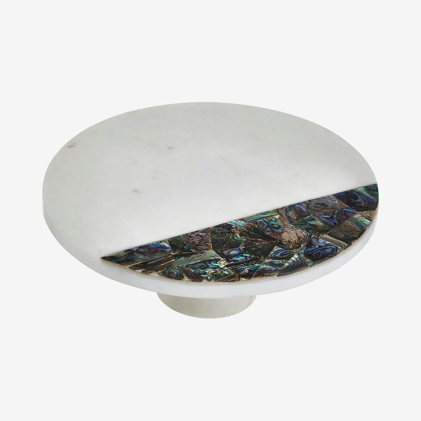 Paua Shell Cake Stand - White - Marble by Fifty Five South