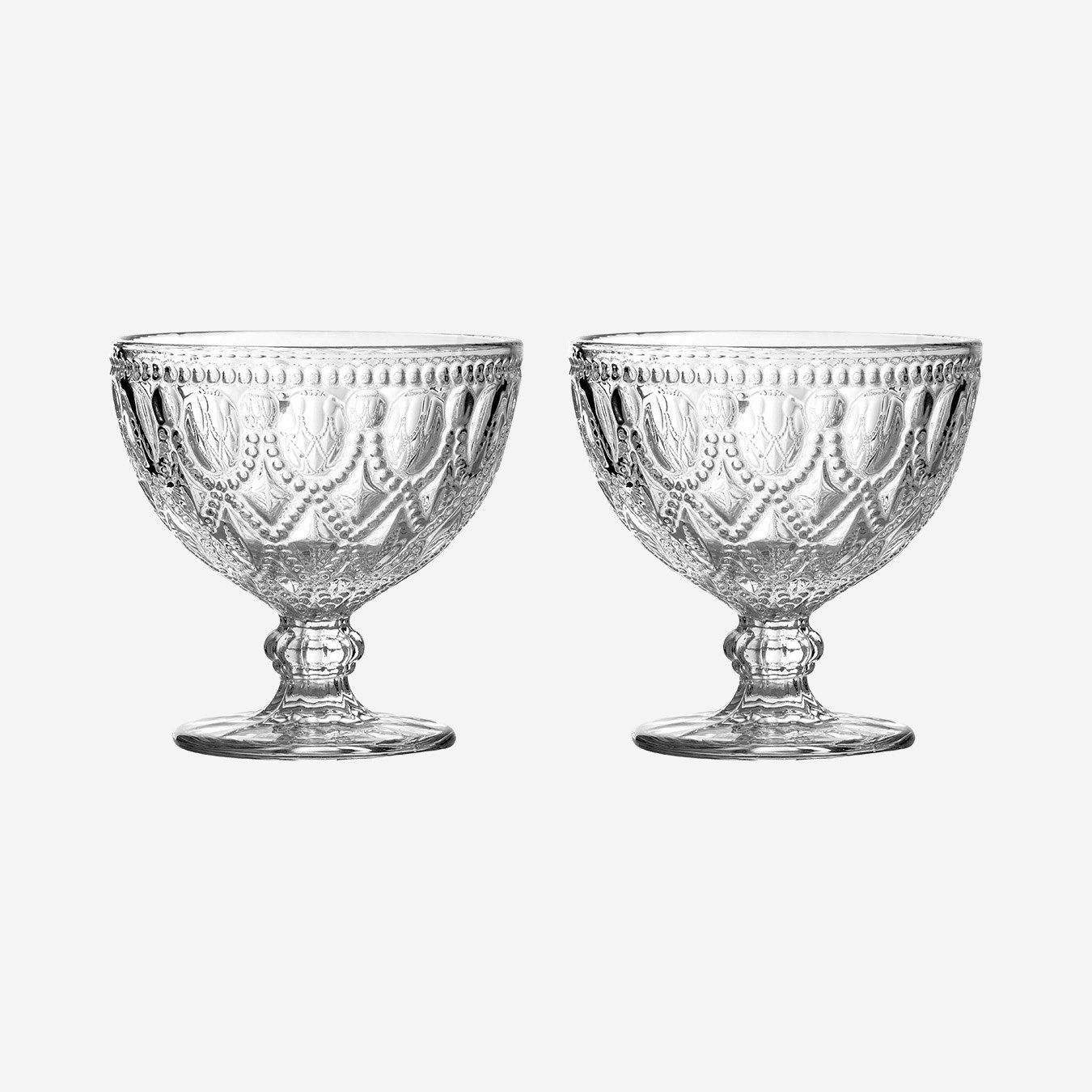 Fleur Sundae Dishes - Clear - Set of 2 by Fifty Five South