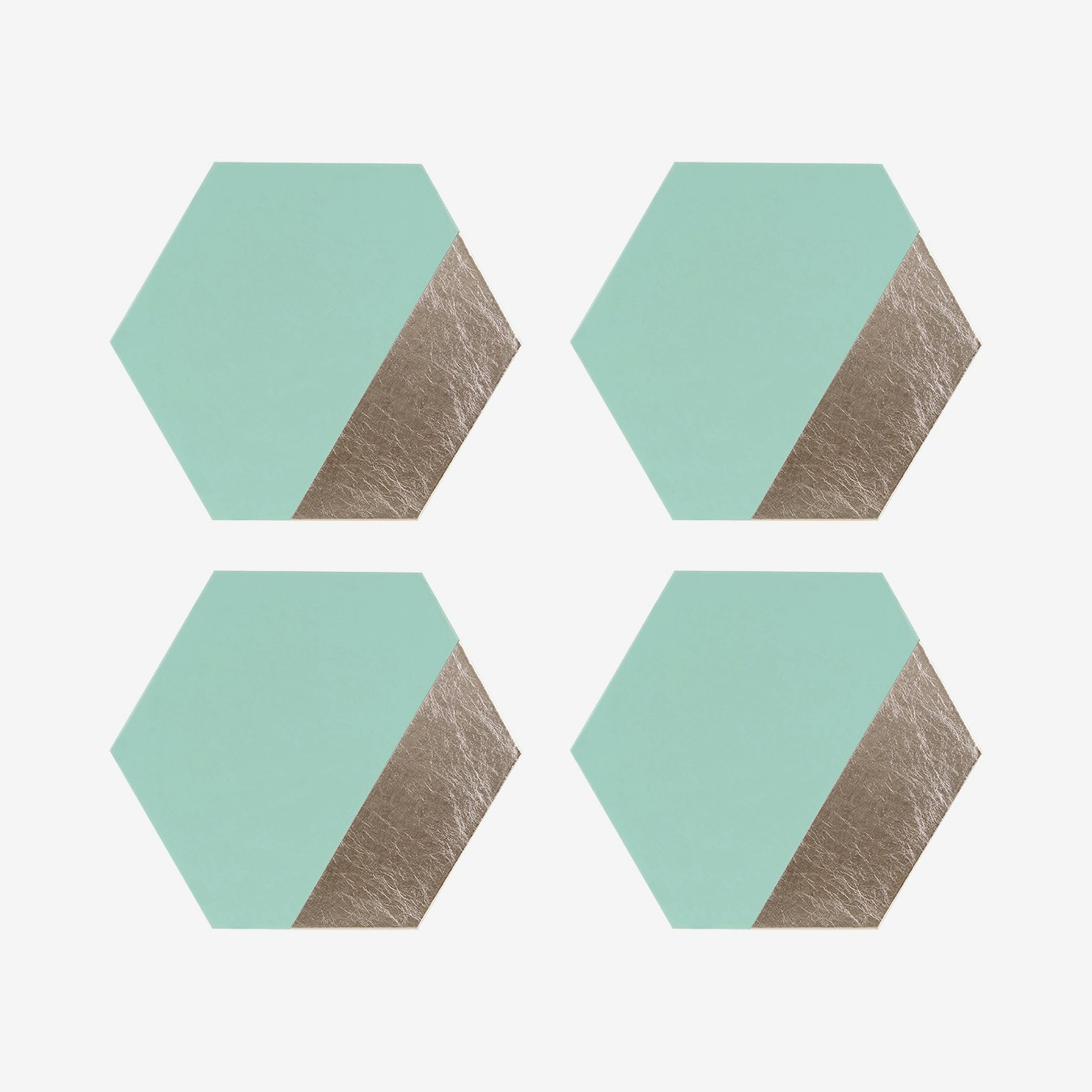 Geome Hexagonal Dipped Placemats - Jade / Silver - Set of 4 by Fifty Five South