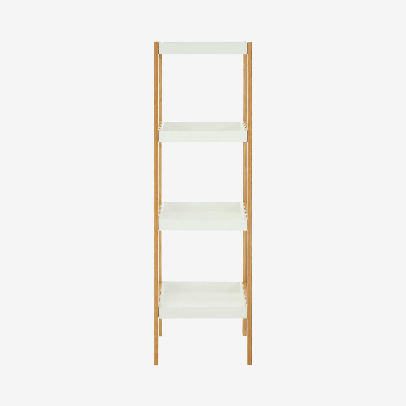 Nostra Four Tier Shelf Unit - White - Bamboo by Fifty Five South
