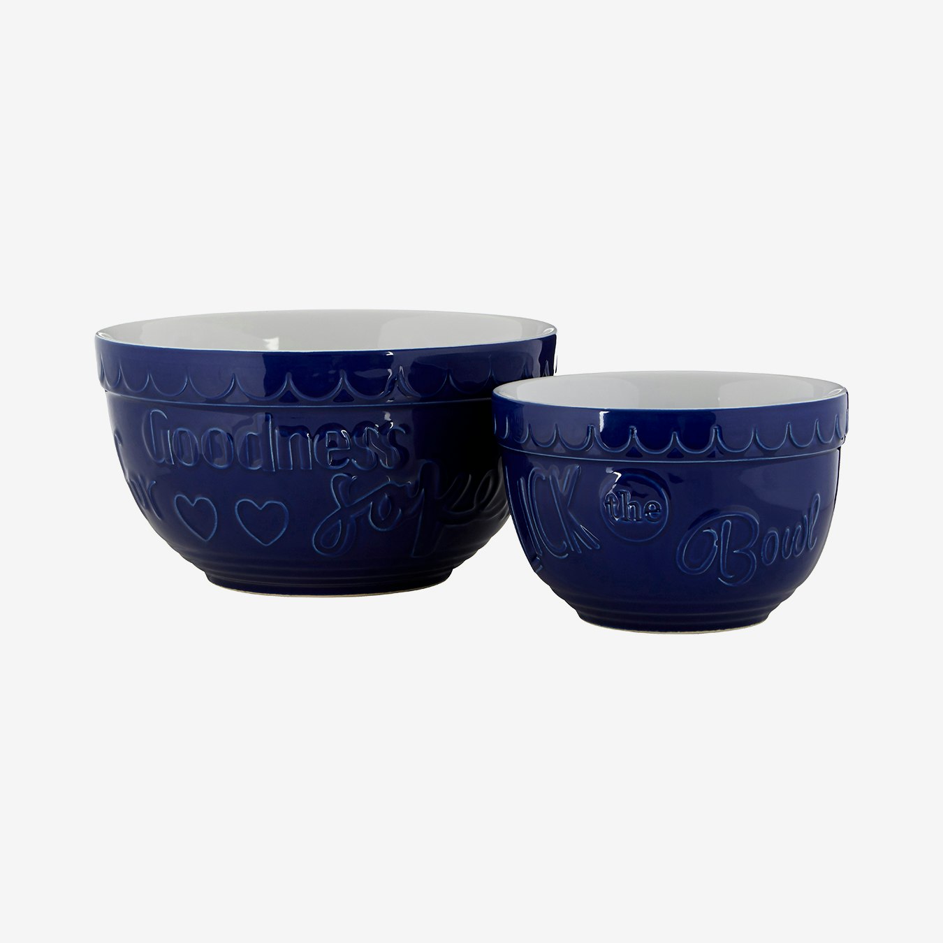 Gigi Round Mixing Bowls - Blue / White - Set of 2 by Fifty Five South