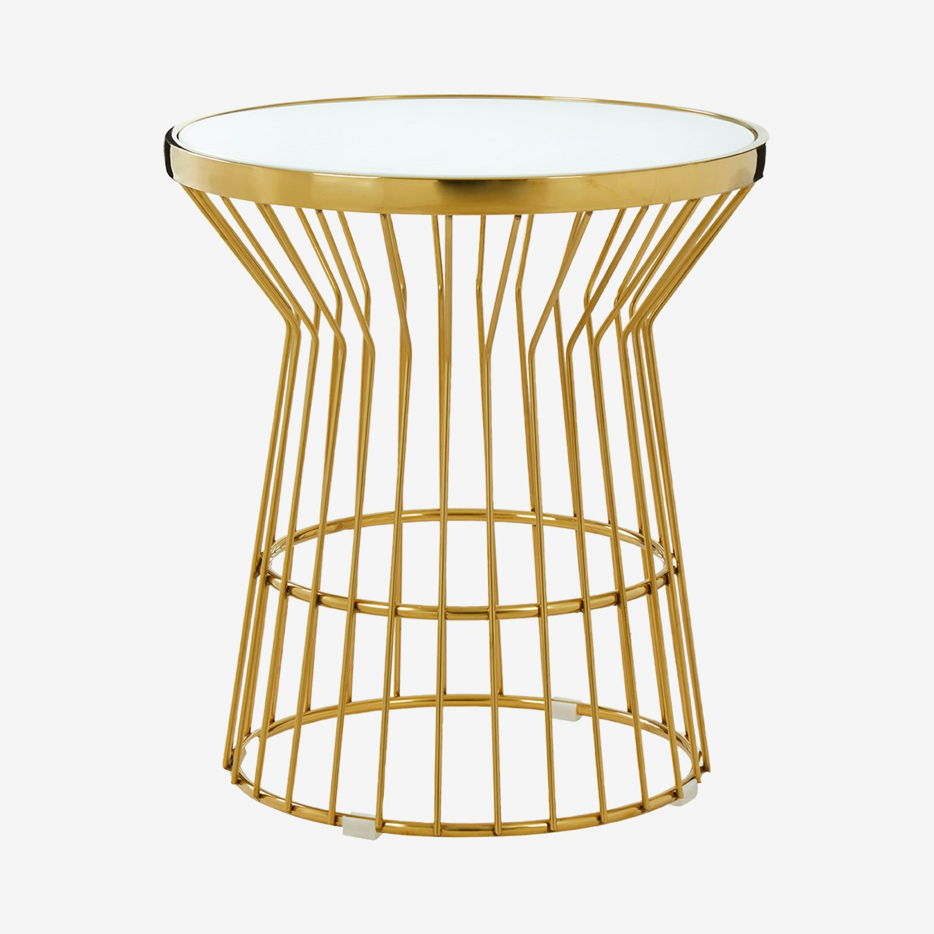 Tula Side Table - Gold / White - Stainless Steel / Tempered Glass by Fifty Five South