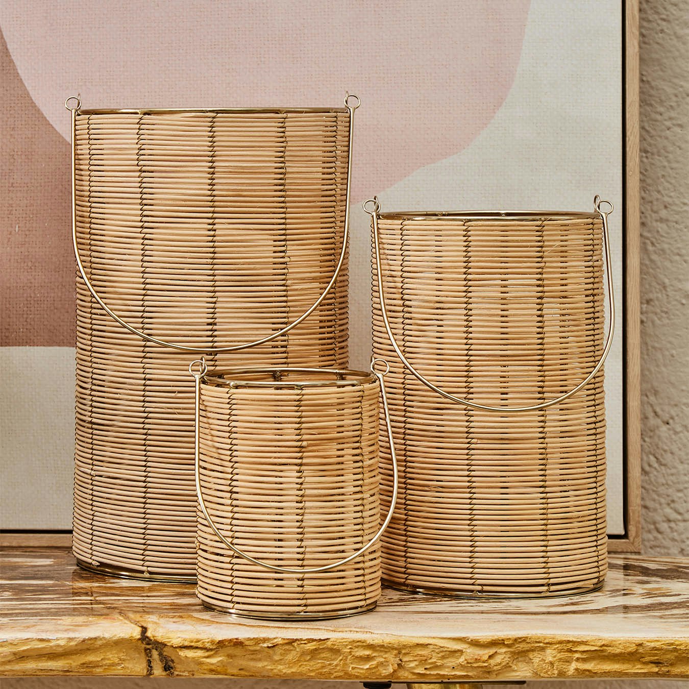 Malacca Hurricane Candle Holder - Rattan by Fifty Five South