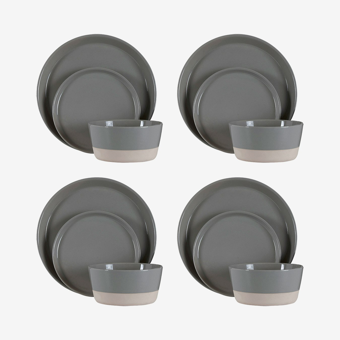 Middag Stoneware Dinner Set - Grey - Set of 12 by Fifty Five South