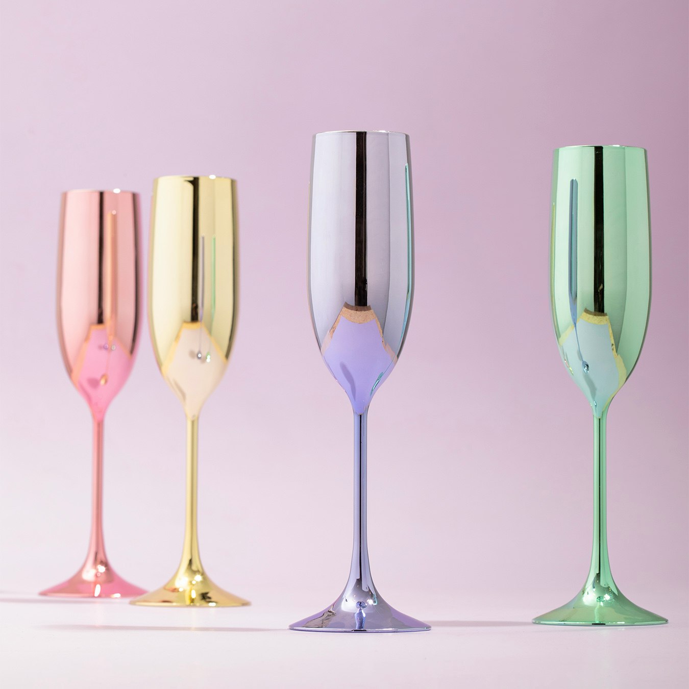 Mimo Champagne Glasses - Assorted Colours - Set of 4 by Fifty Five South