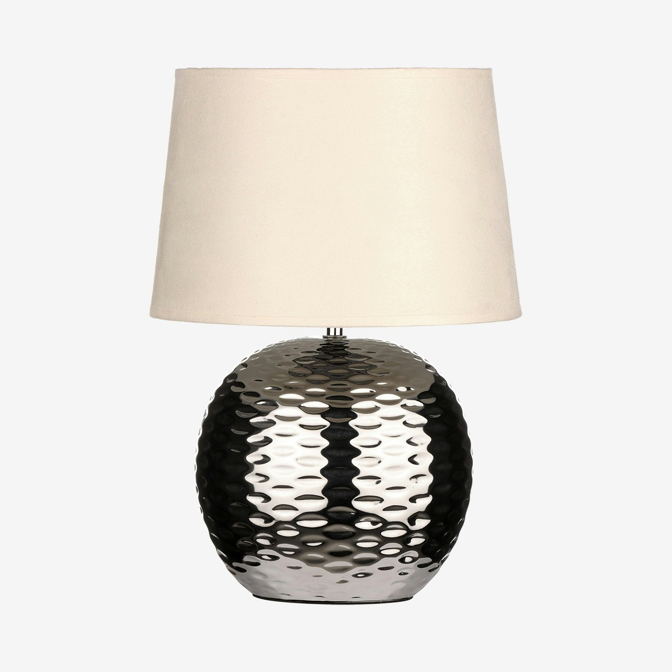 Dimple Effect Table Lamp - Chrome Base / Beige Shade by Fifty Five South