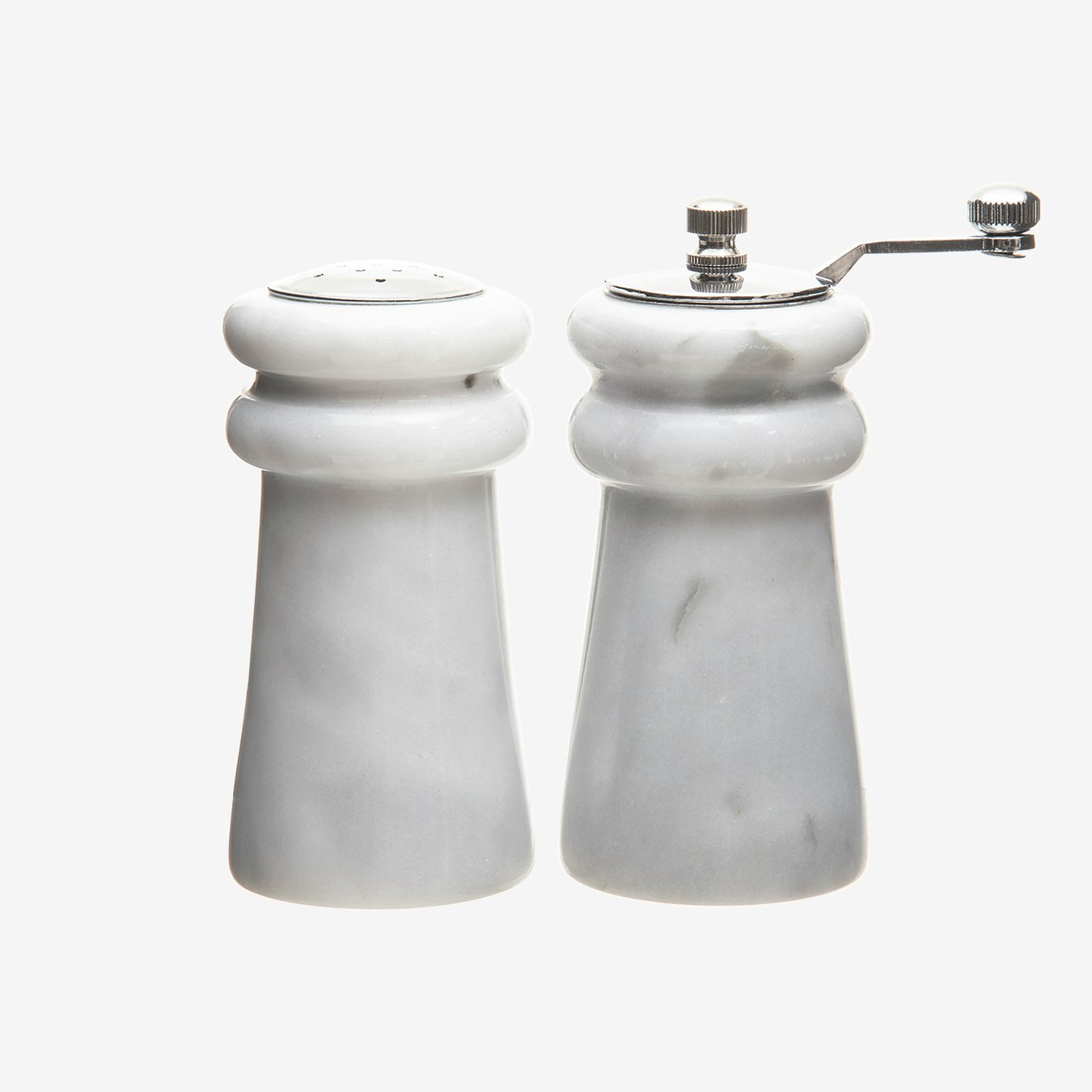 White Marble Salt and Pepper Set by Fifty Five South