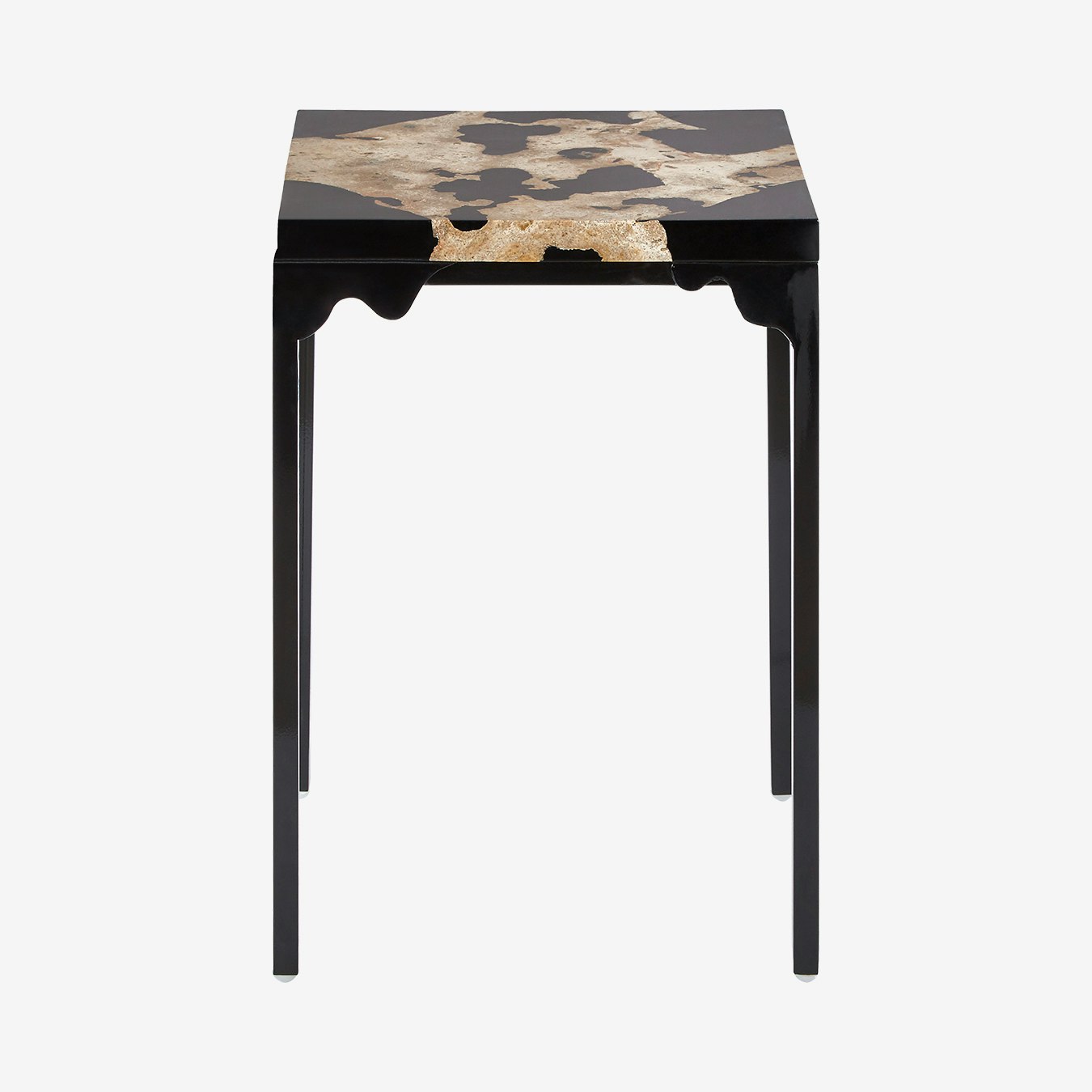 Relic Side Table - Black - Cheese Stone / Resin / Iron by Fifty Five South