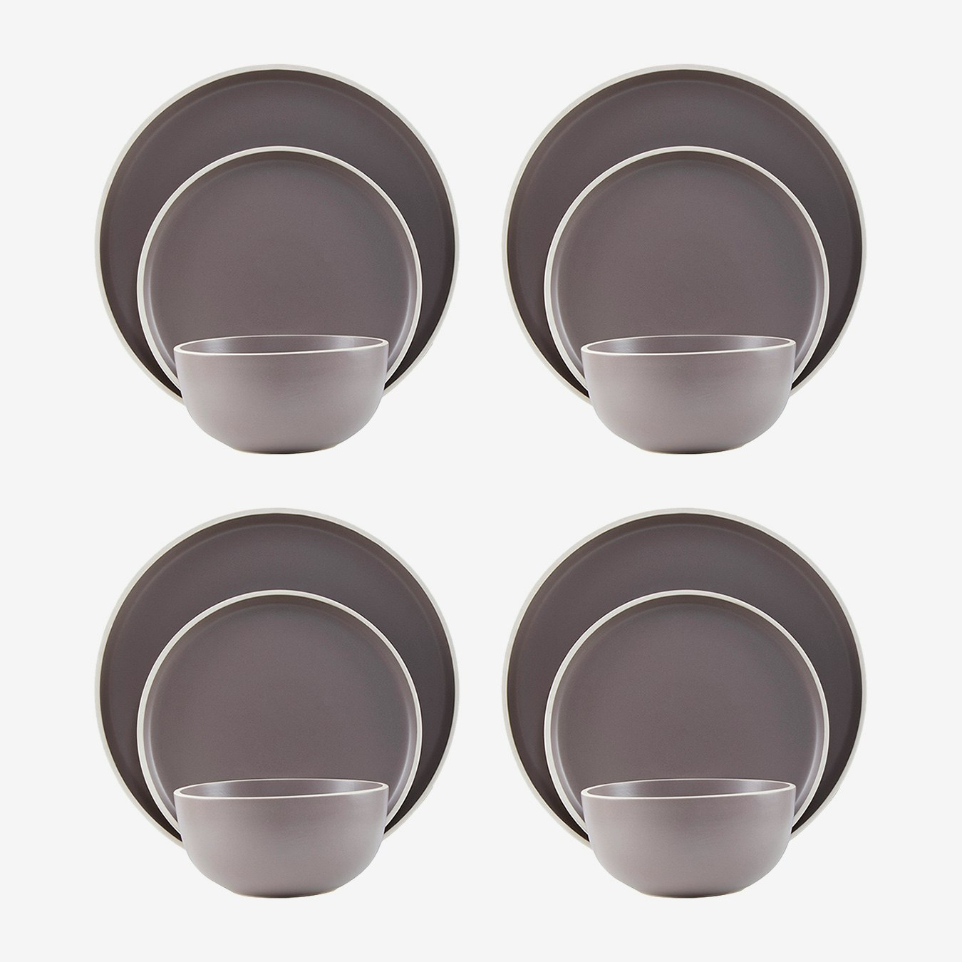 Stoneware Dinner Set - Brown - 12-Piece Set by Fifty Five South