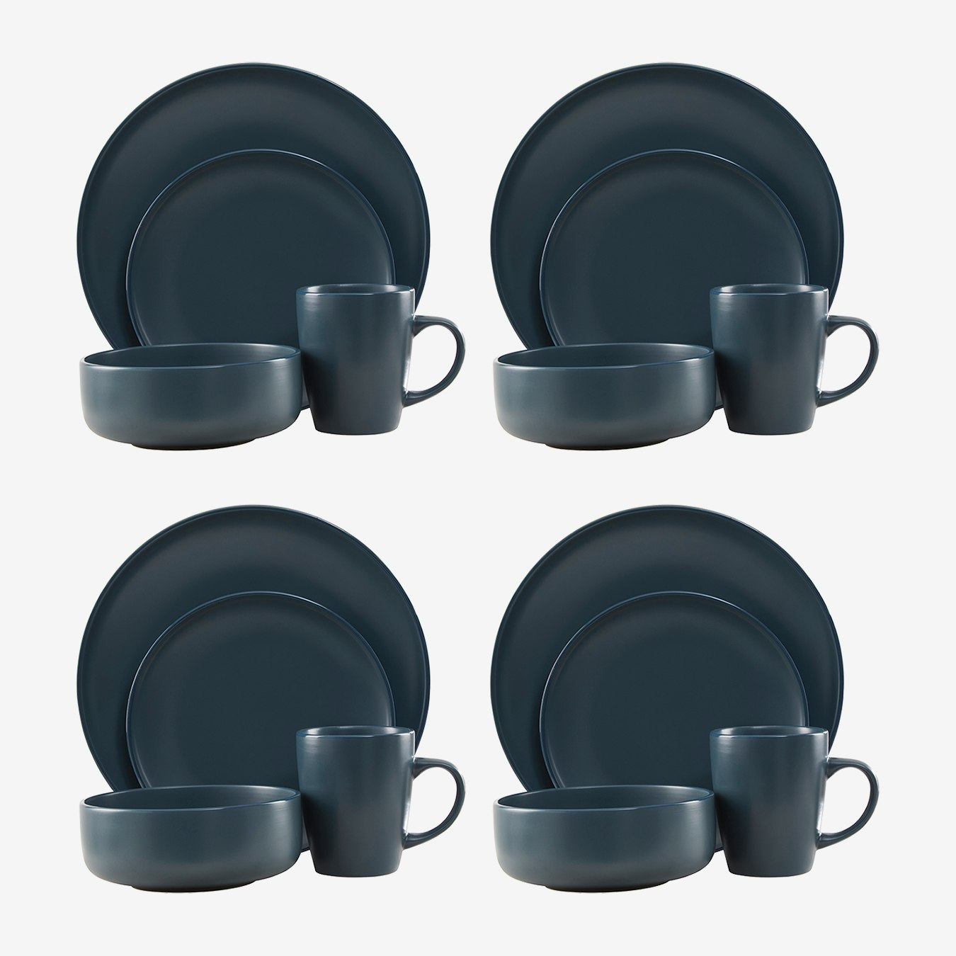 Stoneware Dinner Set - Blue - 16-Piece Set by Fifty Five South