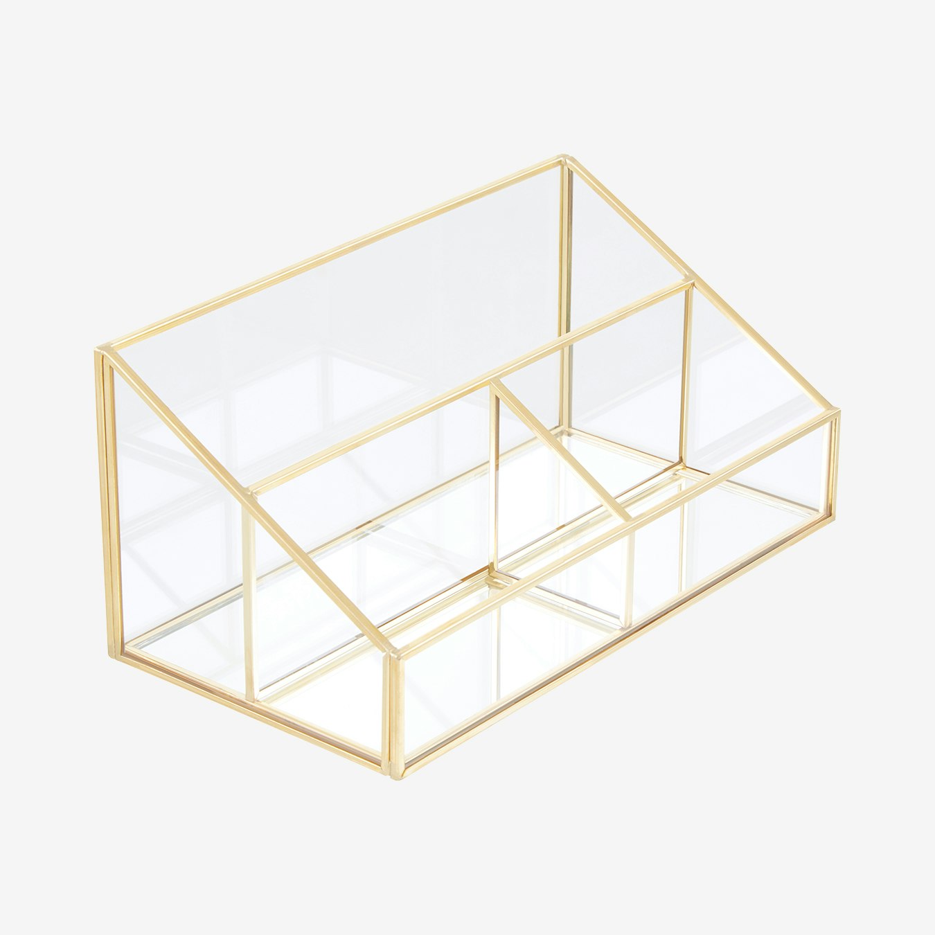 3-Compartment Cosmetics Organiser - Gold / Clear by Fifty Five South