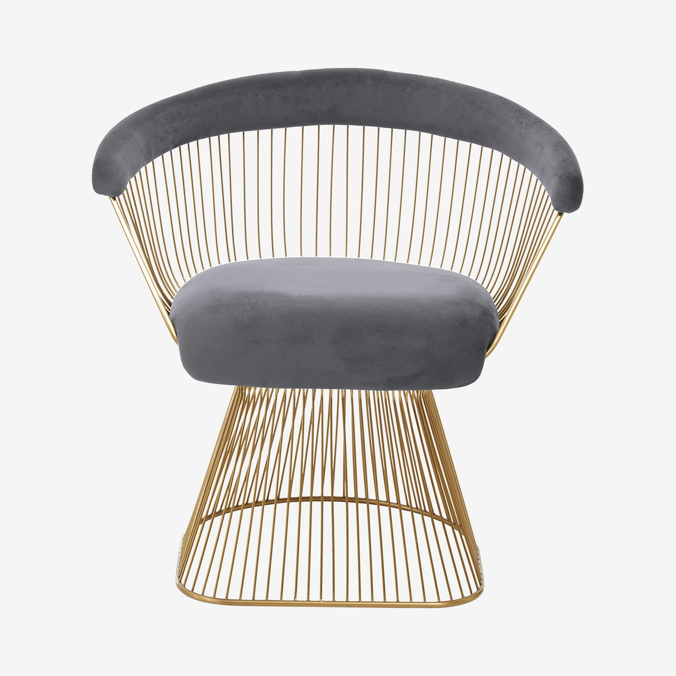 Anzio Velvet Chair - Grey / Brushed Gold by Fifty Five South
