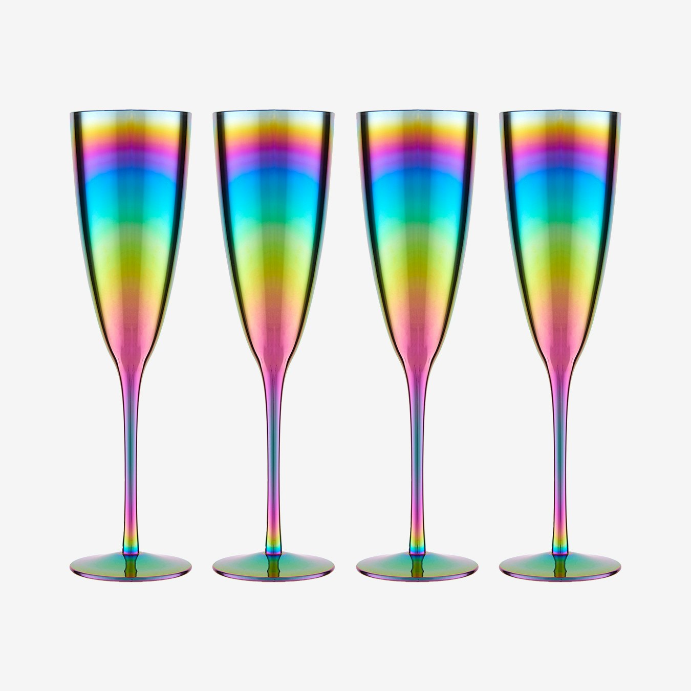 Aurora Champagne Glasses - Oil Slick - Set of 4 by Fifty Five South