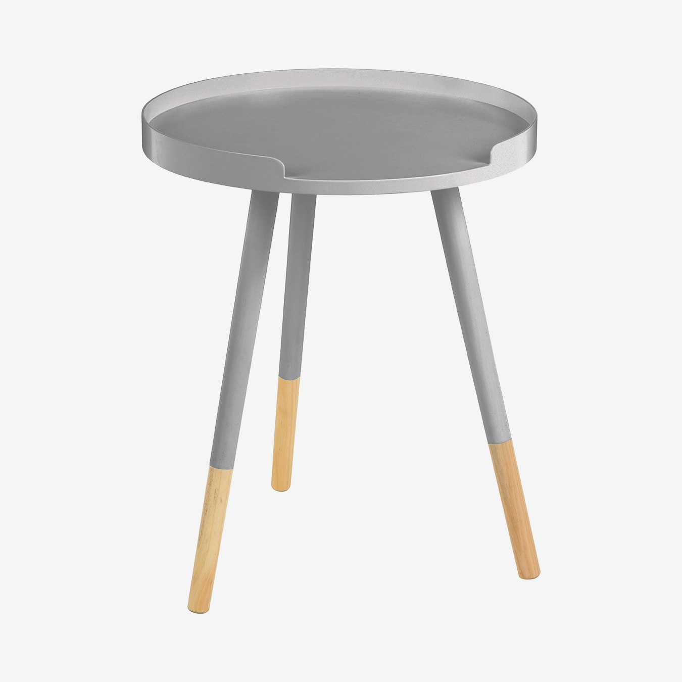 Viborg Round Side Table With Indent - Grey - by Fifty Five South