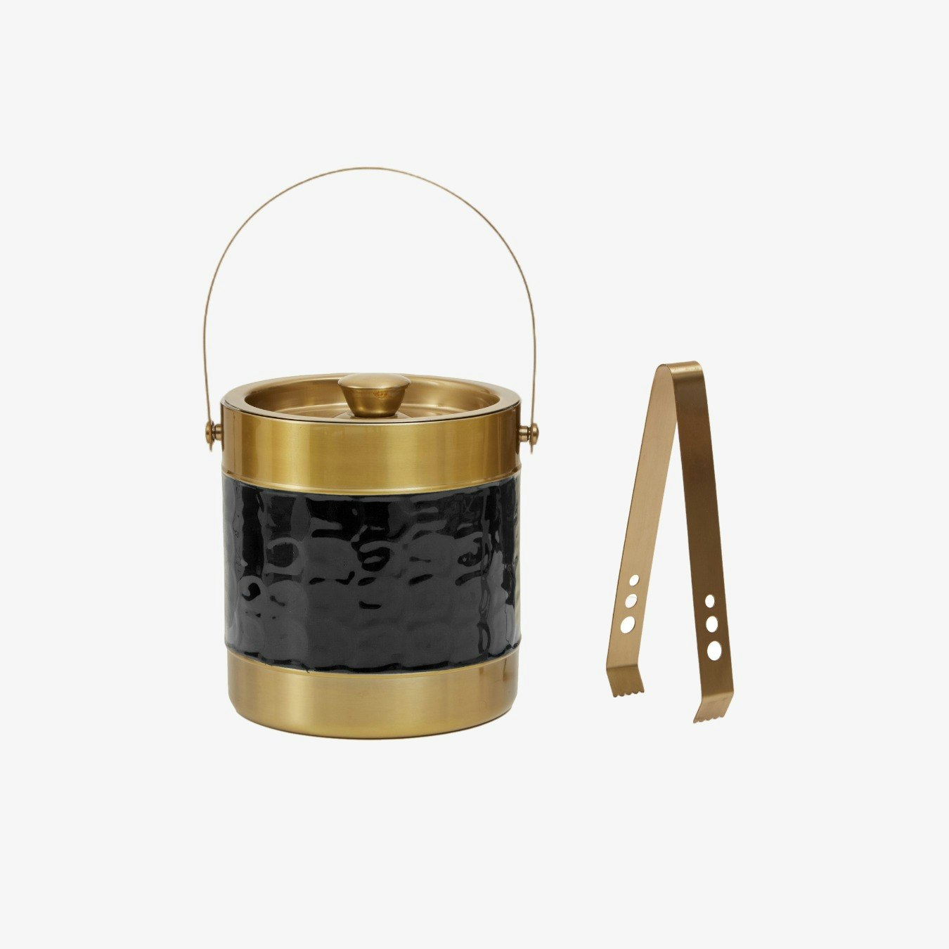 Carolina Ice Bucket With Tong - Gold / Black by Fifty Five South