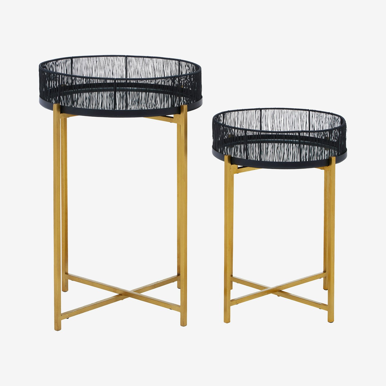 Enzo Wire Tables - Gold / Black - Set of 2 by Fifty Five South