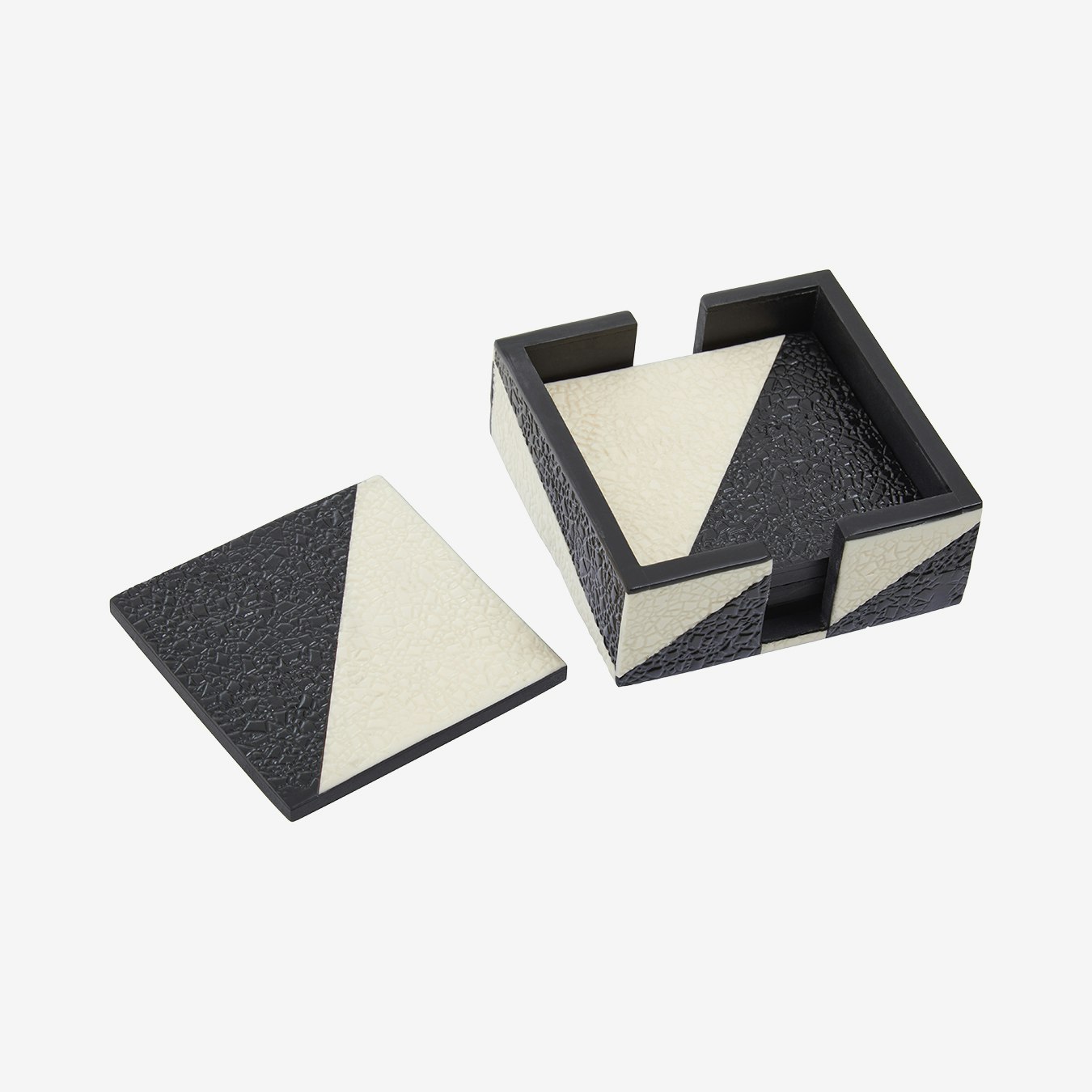 Ezra Coasters - Black / White - Set of 4 by Fifty Five South