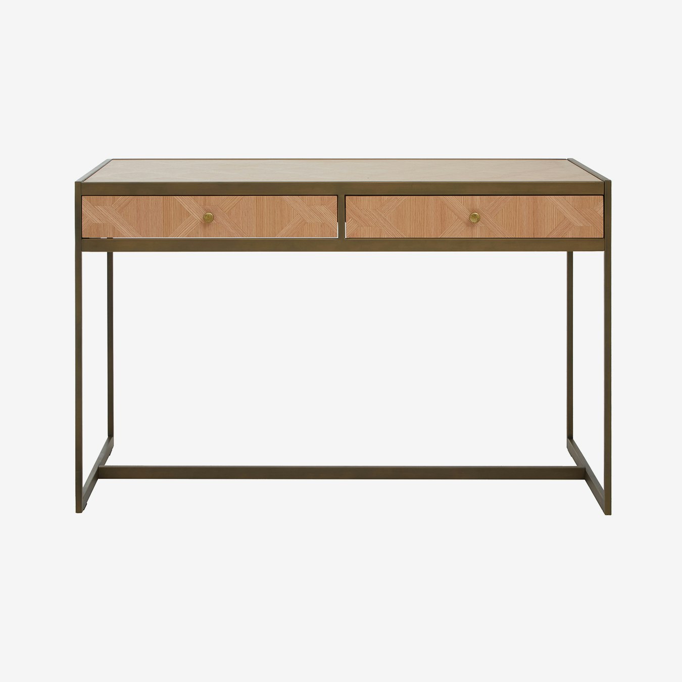 Grenoble 2-Drawer Desk - Oak / Brushed Brass by Fifty Five South