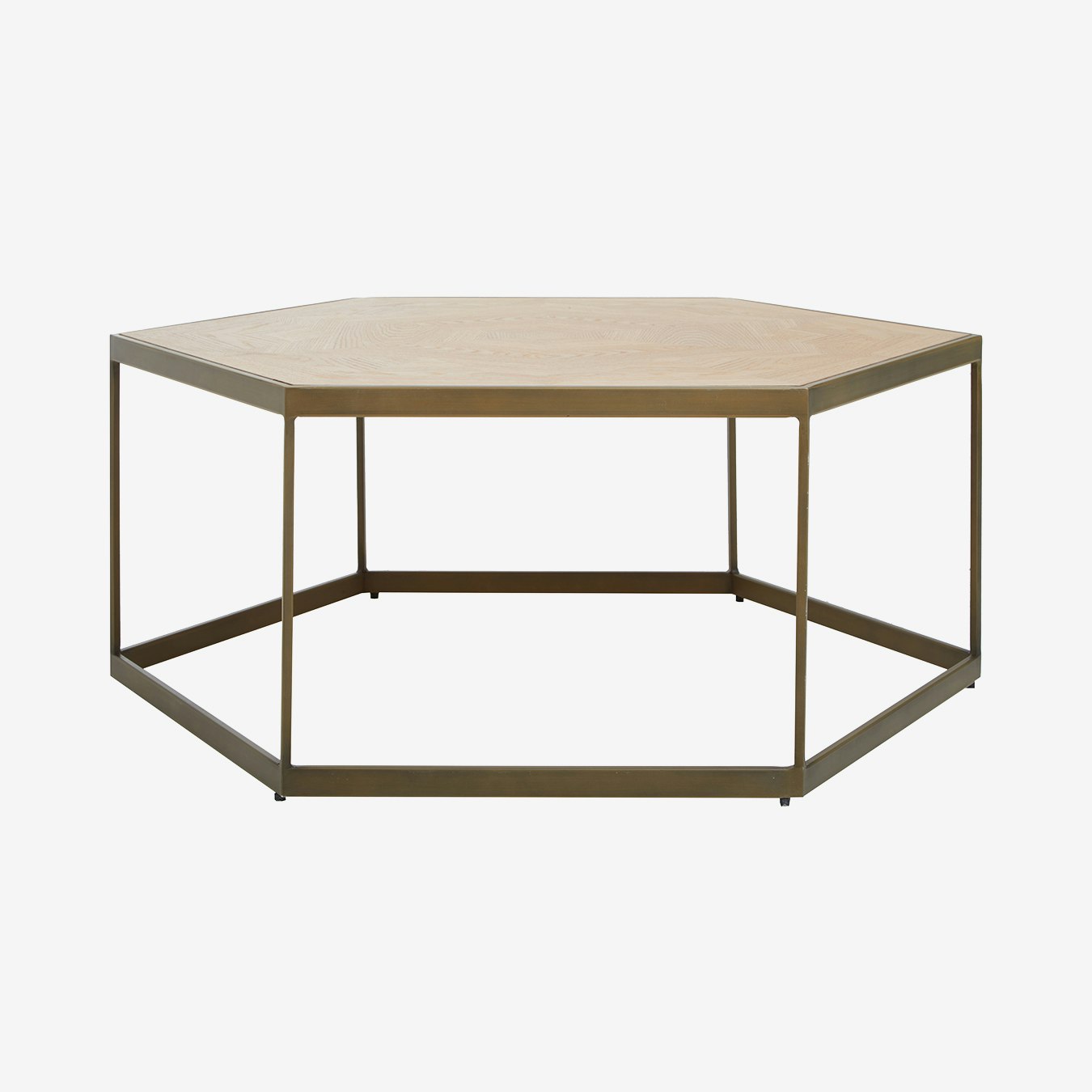 Grenoble Hex End Table - Oak Veneer / Brushed Brass by Fifty Five South