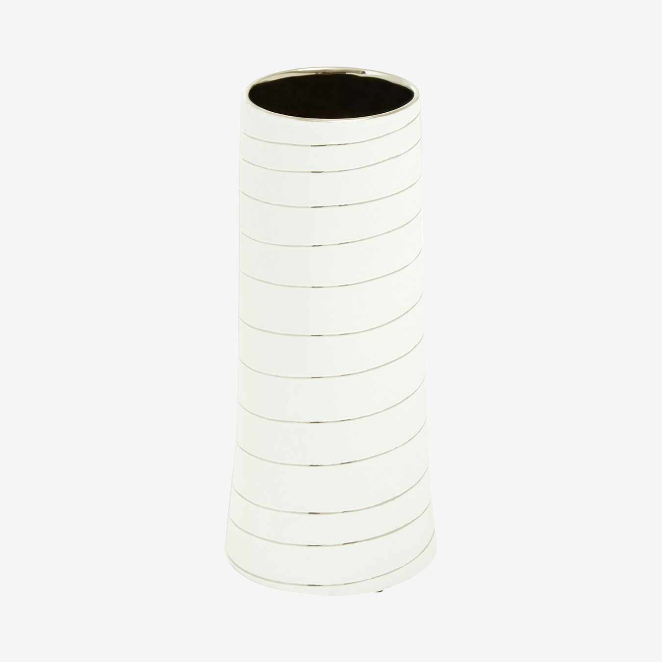 Haldis Ceramic Vase - White / Silver by Fifty Five South