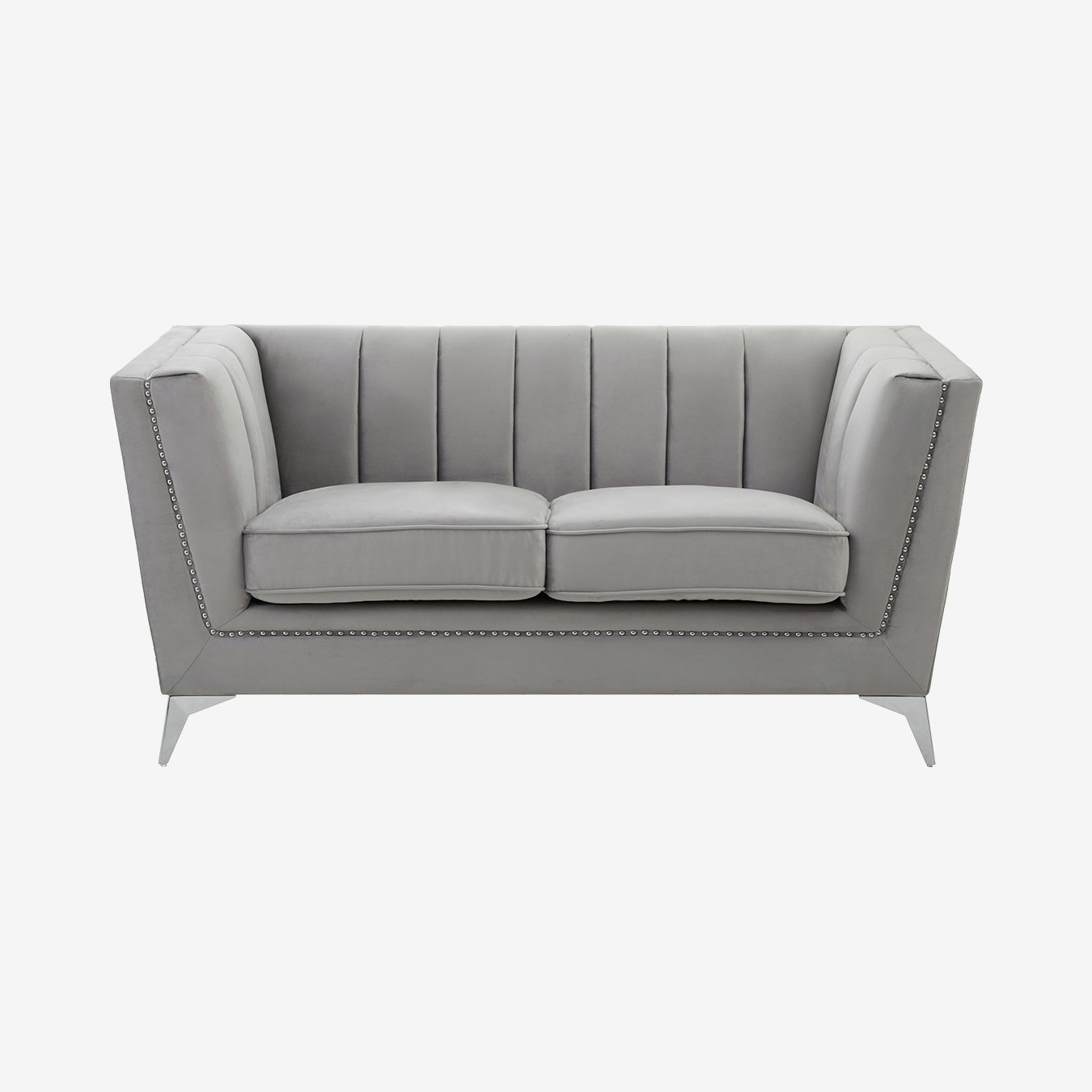 Hansa 2-Seat Velvet Sofa - Grey by Fifty Five South