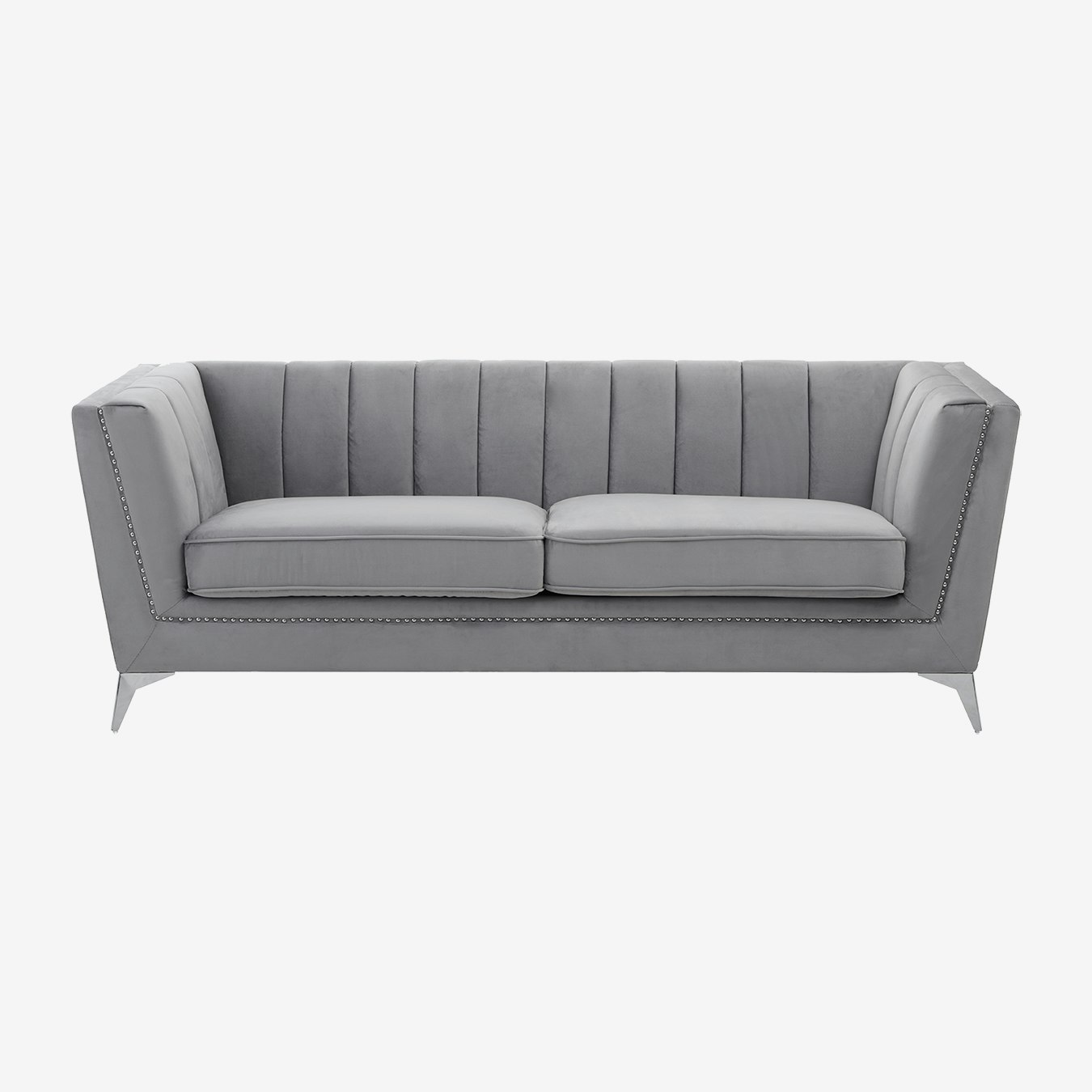 Hansa 3-Seat Velvet Sofa - Grey by Fifty Five South