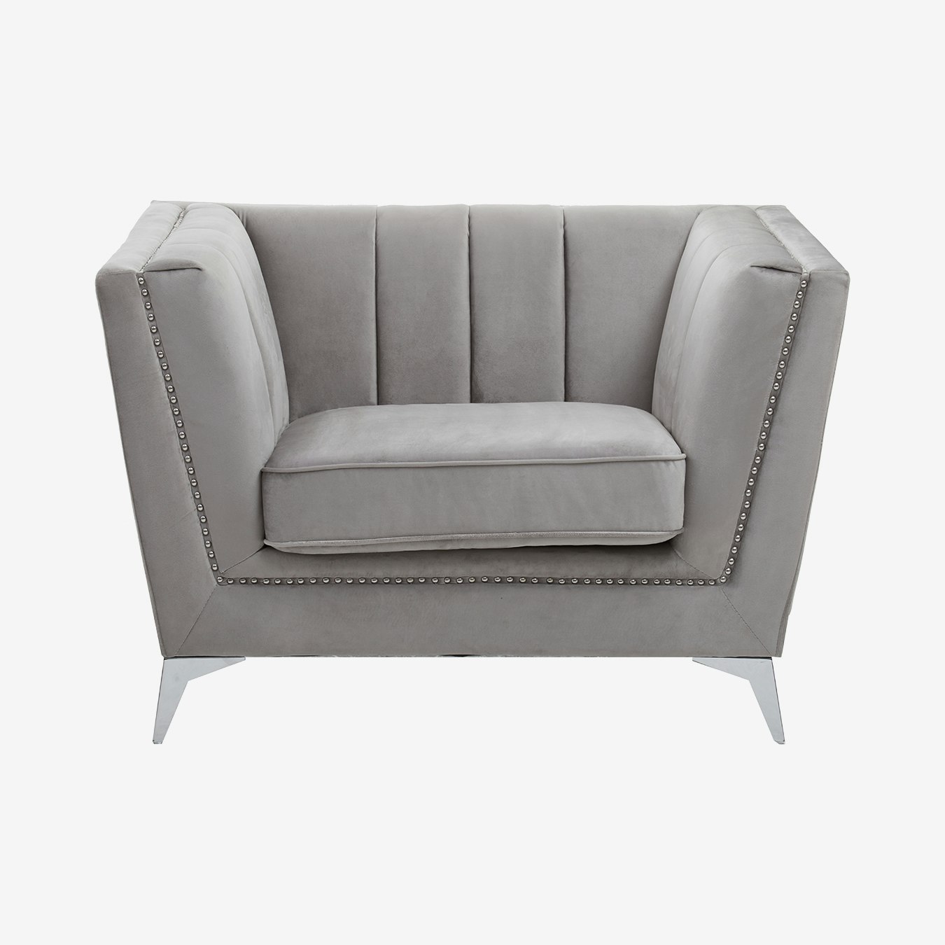 Hansa Velvet Chair - Grey / Chrome by Fifty Five South