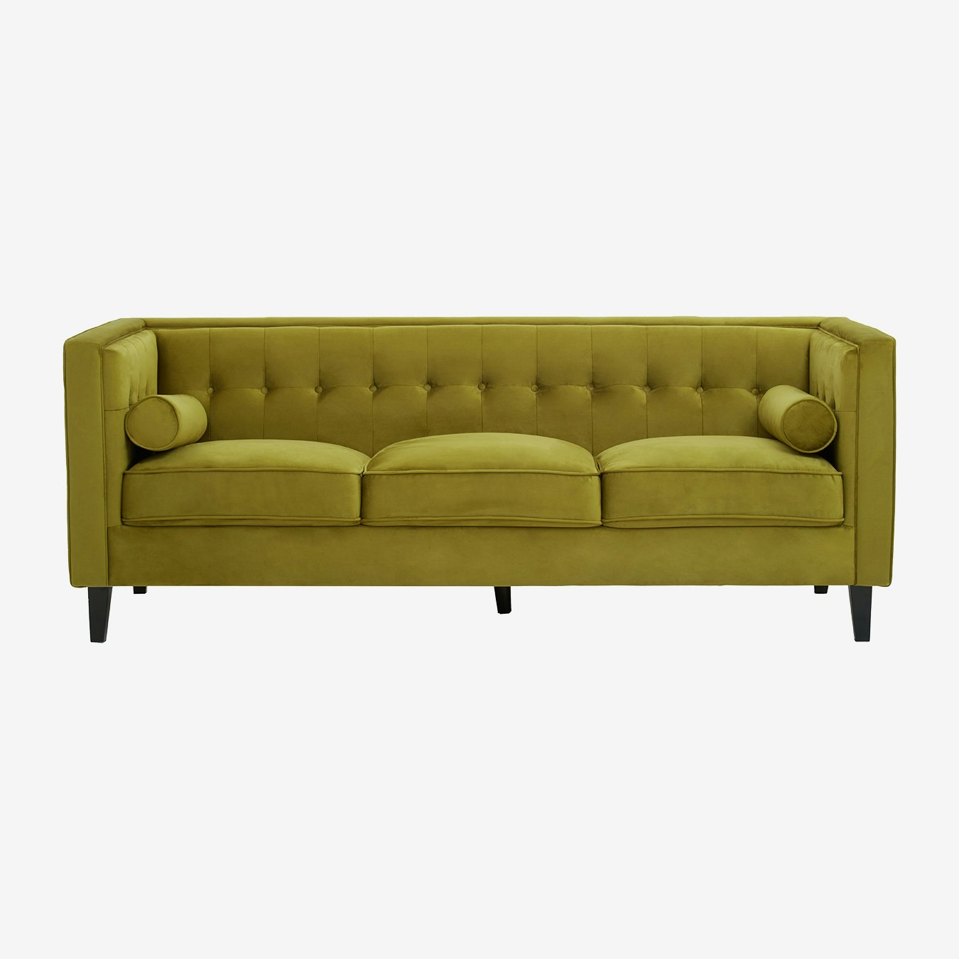 Helia 3-Seat Velvet Sofa - Olive by Fifty Five South