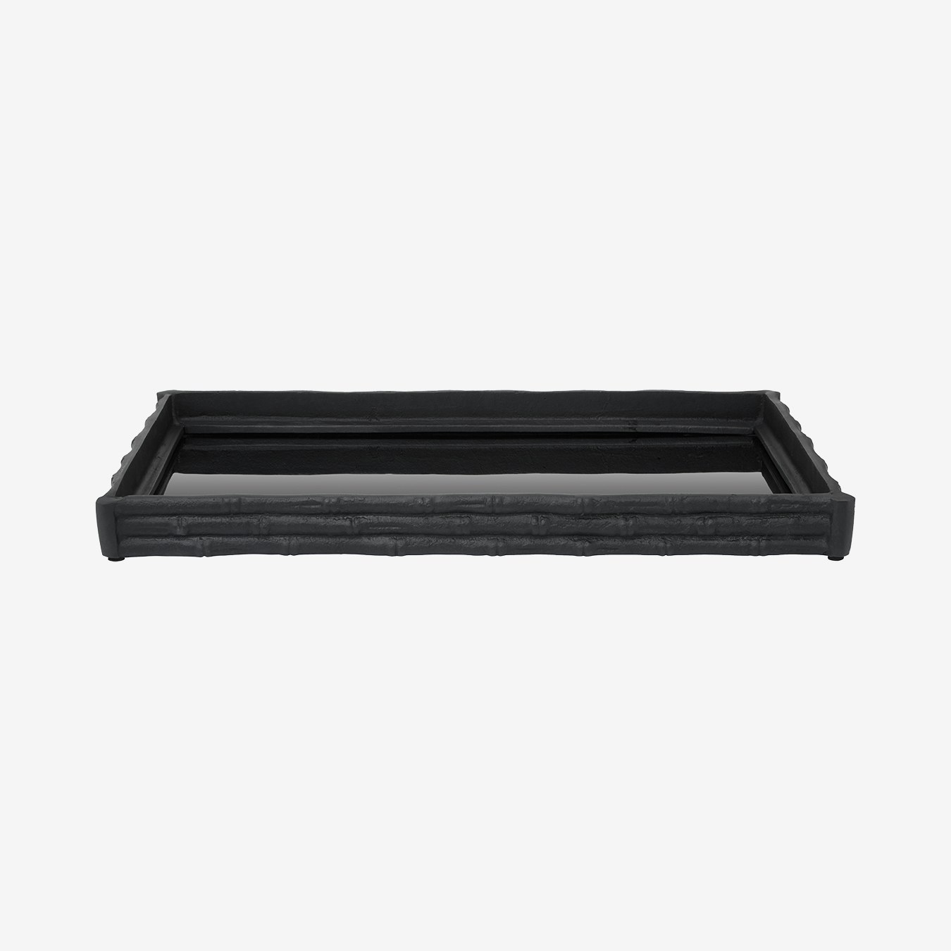 Hiba Mirrored Tray Bamboo Effect - Black by Fifty Five South
