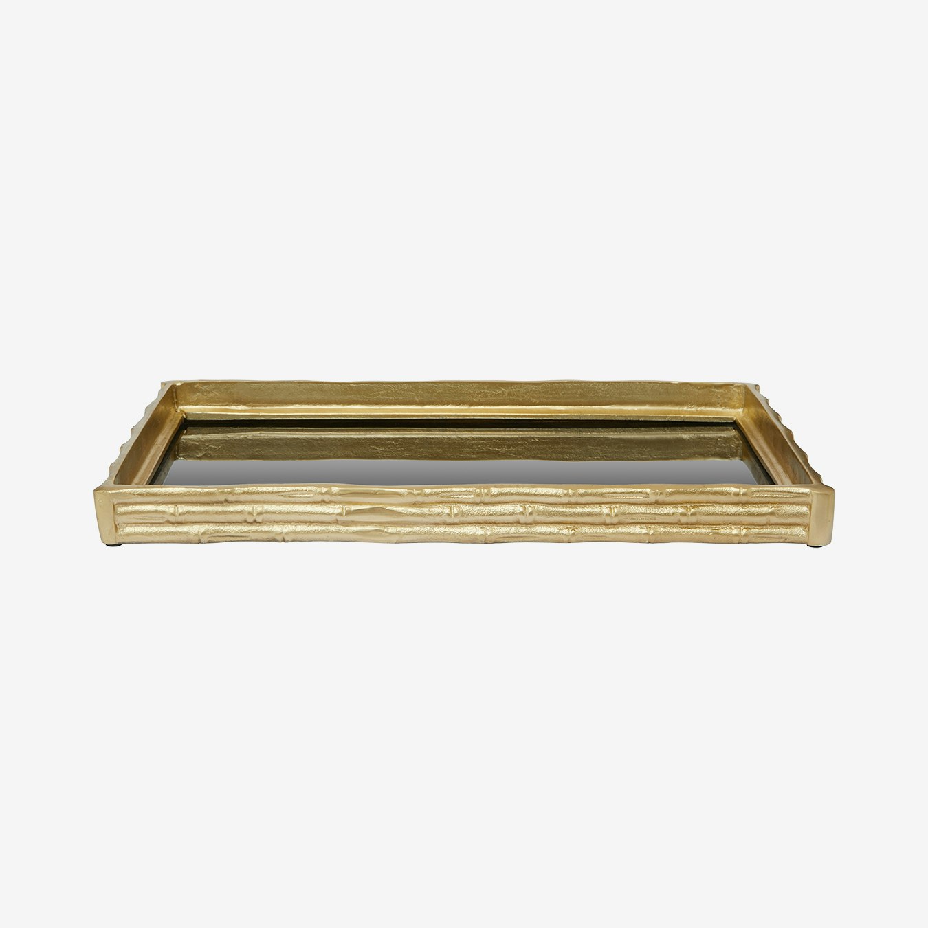 Hiba Mirrored Tray - Bamboo Effect / Gold by Fifty Five South