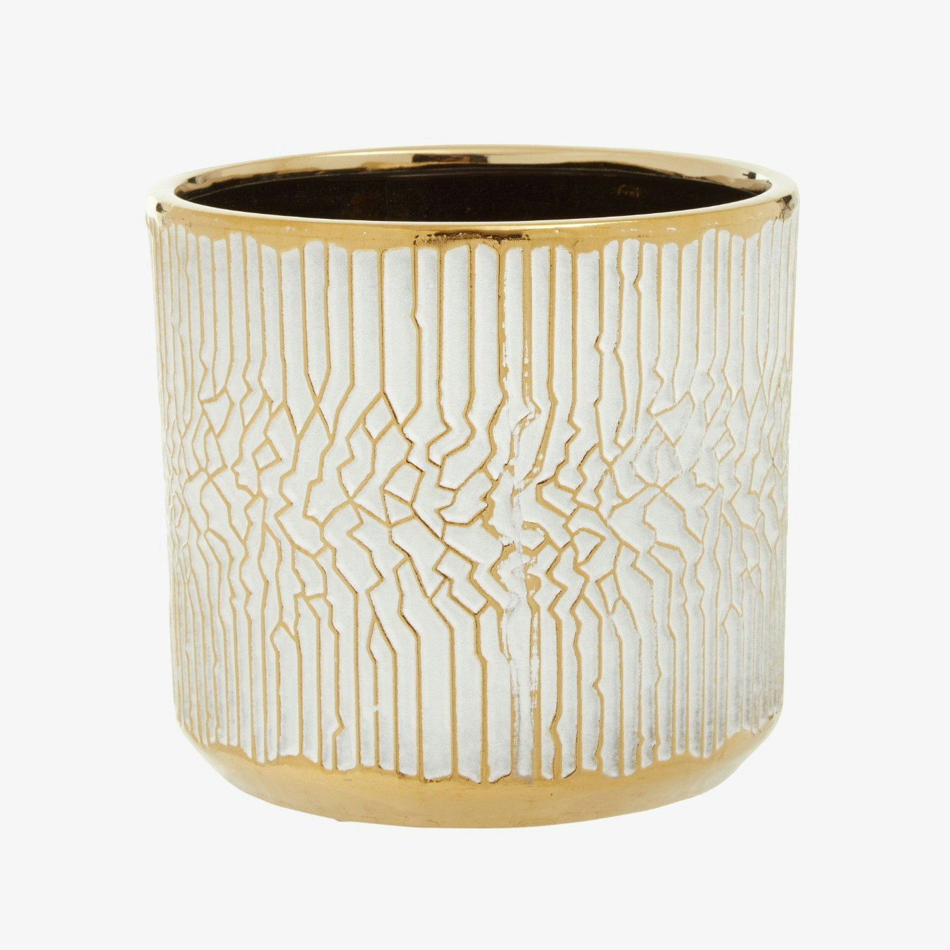 Honna Ceramic Planter - White / Gold by Fifty Five South