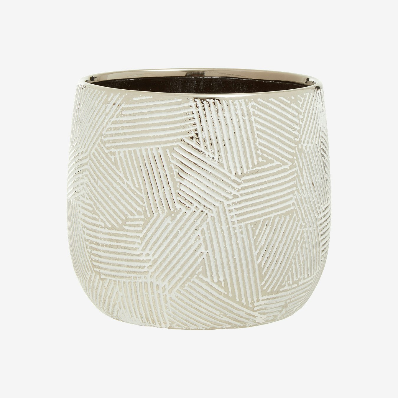 Honna Ceramic Planter - White / Silver by Fifty Five South