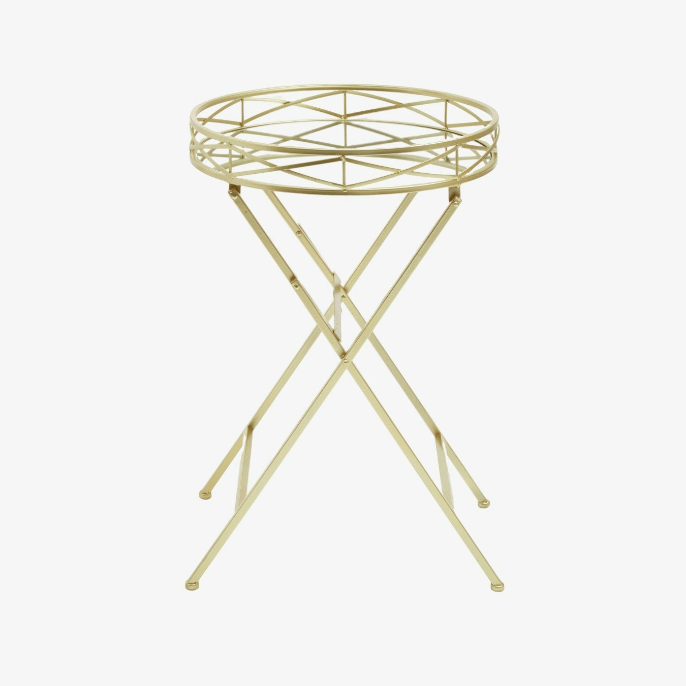 Jolie Round Tray Table - Mirror Top / Gold by Fifty Five South