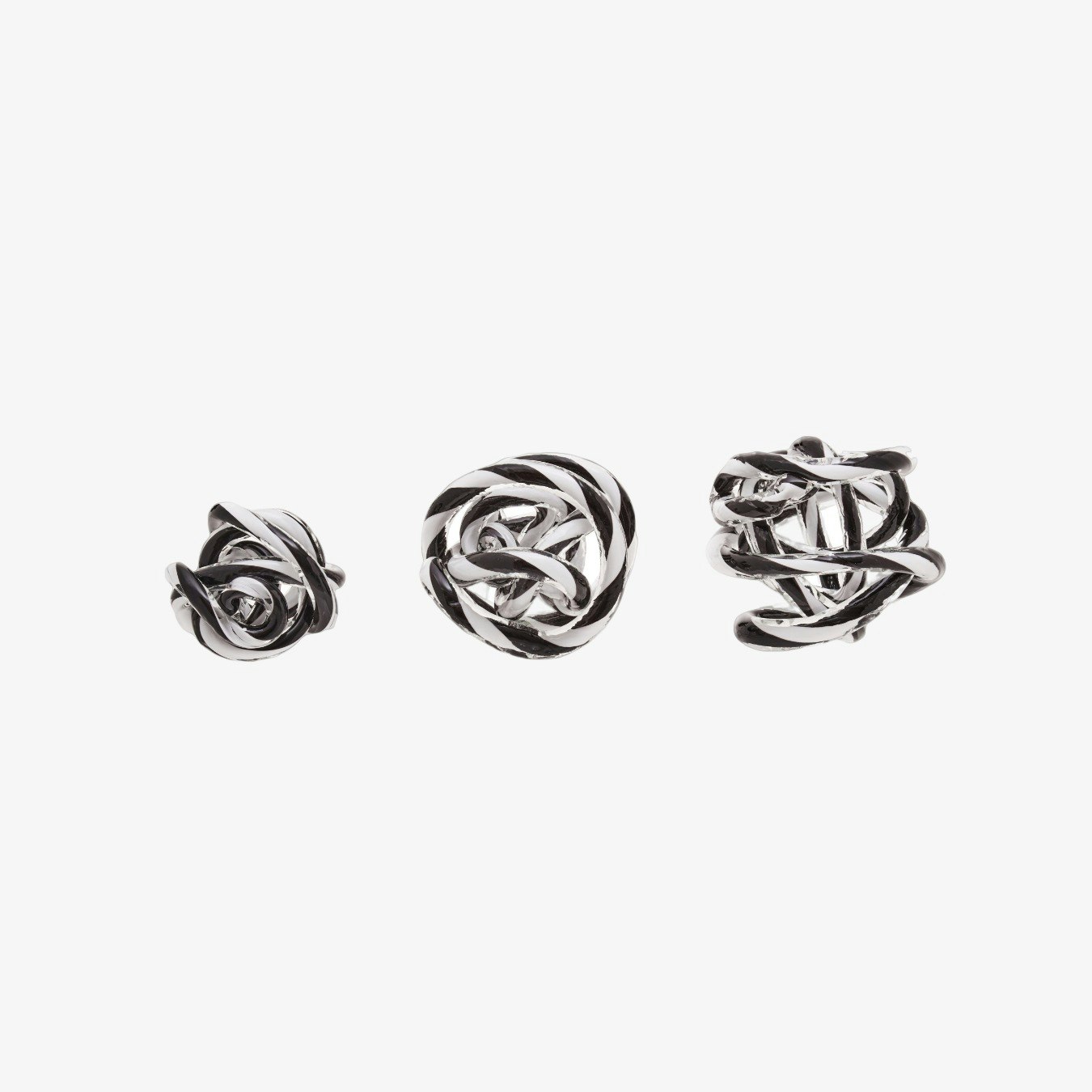 Knot Decorative Glass Ornaments - White / Black - Set of 3 by Fifty Five South