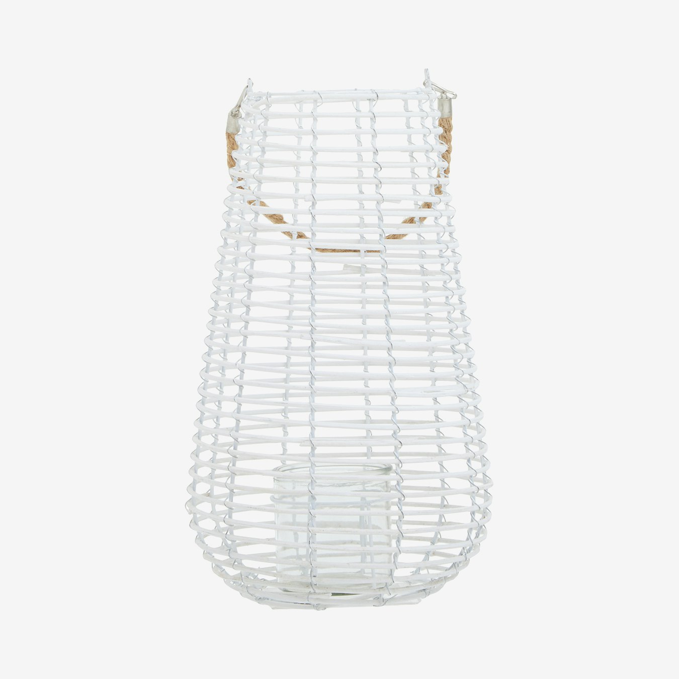 Lentigo Rattan Lantern - White by Fifty Five South