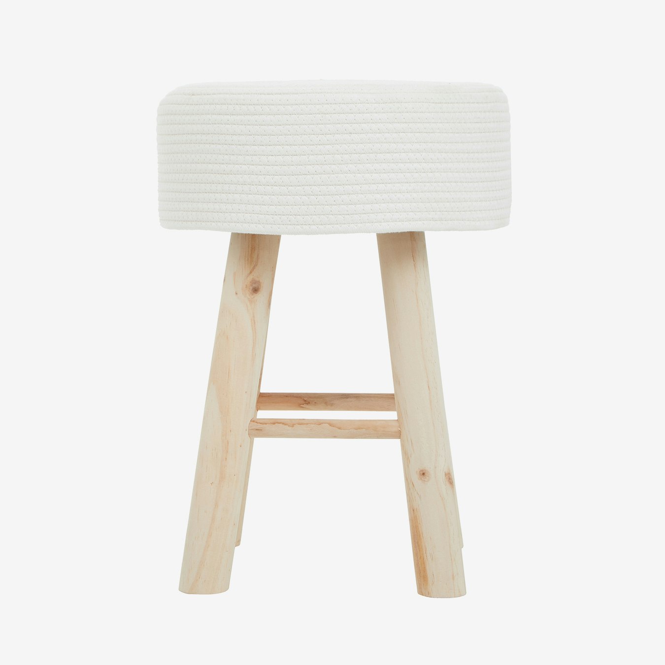 Lentigo Round Stool - White Cotton Rope by Fifty Five South