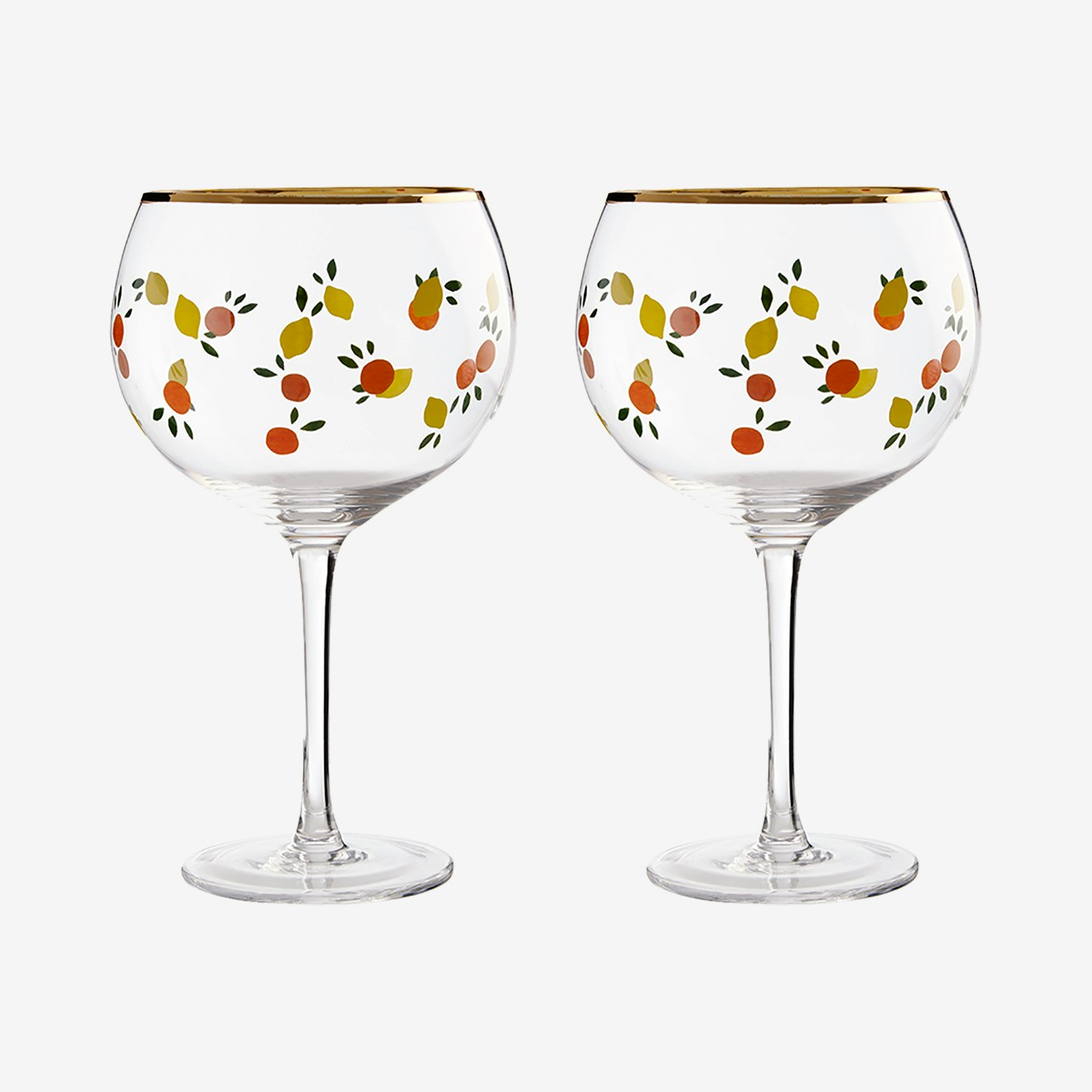 Gin Glasses With Decal / Golden Rim - Set of 2 by Fifty Five South