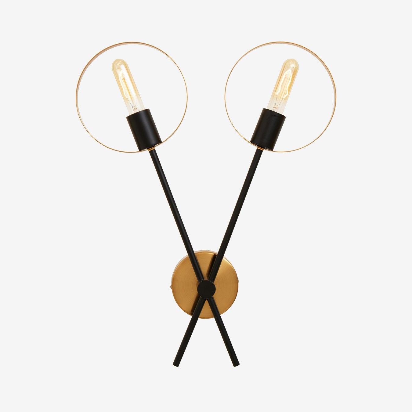 Trieste 2-Bulb Ring Wall Light - Brushed Brass / Matte Black by Fifty Five South