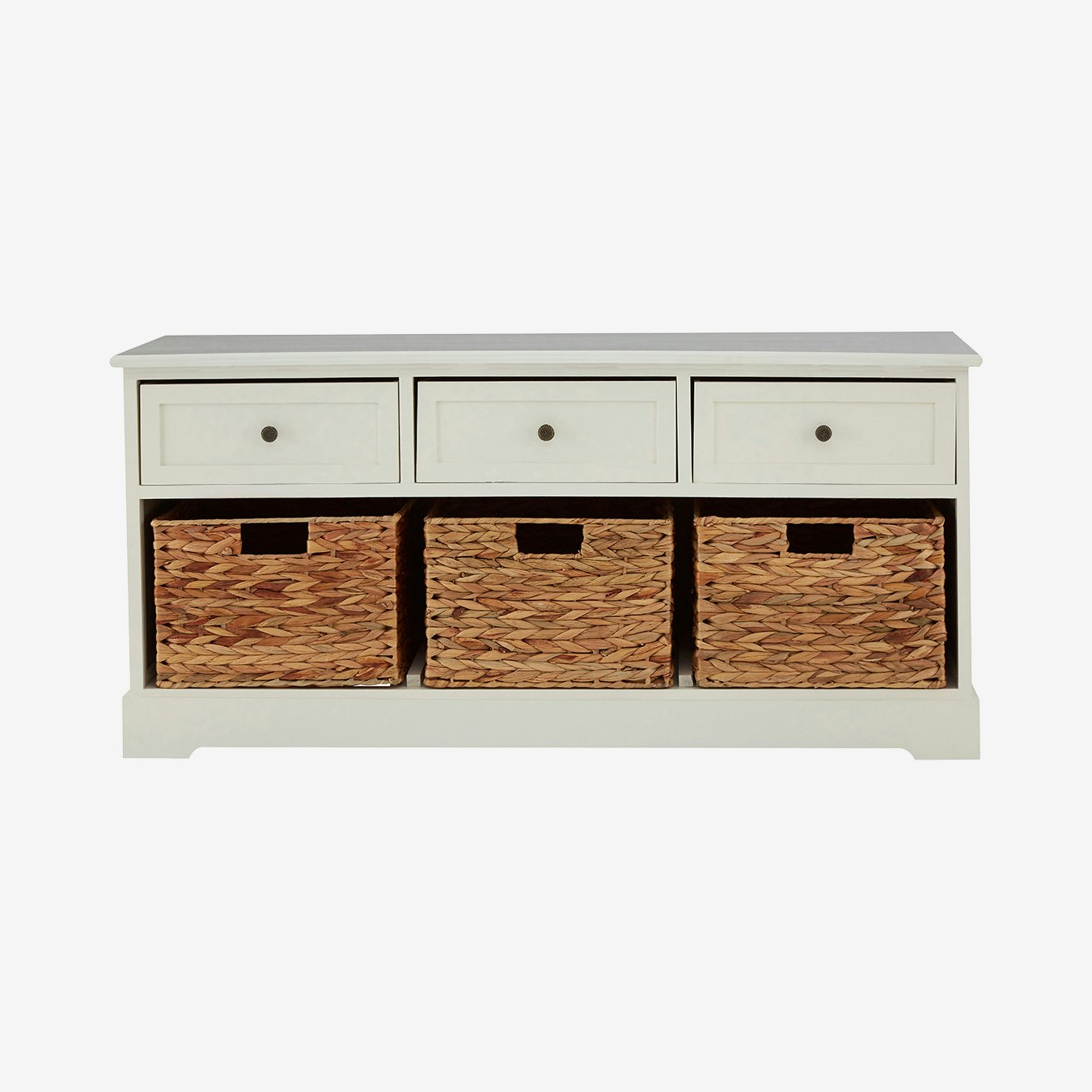 Vermont 3-Basket Drawer Bench - Ivory by Fifty Five South