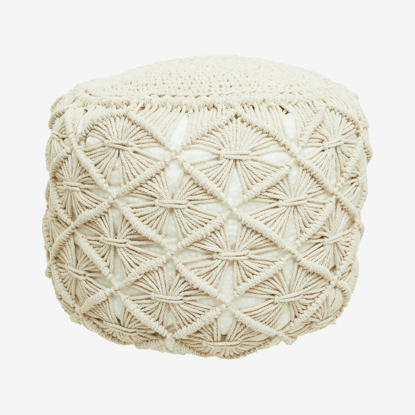 West Village Weave Pouffe - Off-White / Natural by Fifty Five South